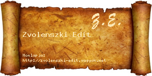 Zvolenszki Edit névjegykártya